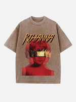 Rihanna Print Round Neck T-shirt