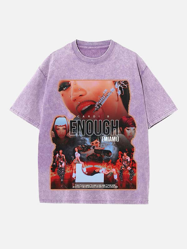 Cardi B Print Round Neck T-shirt
