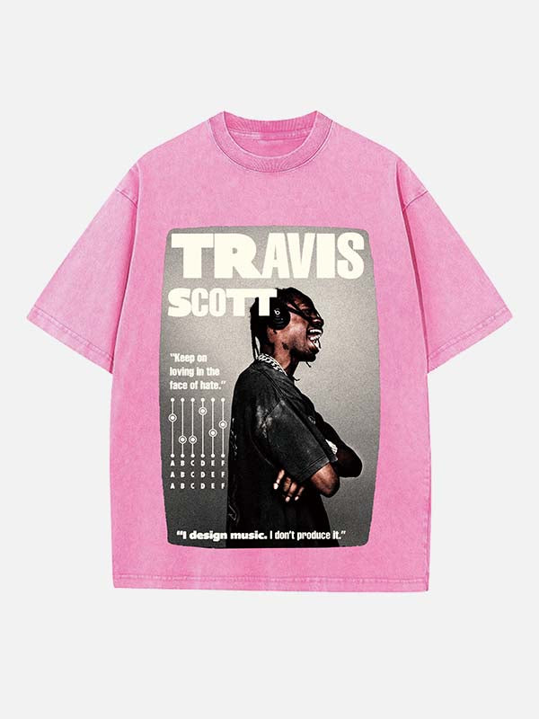 Travis Scott Print Round Neck T-shirt