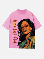 Rihanna Print Round Neck T-shirt