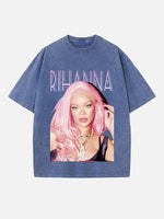 Rihanna Print Round Neck T-shirt