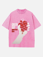 Green Day Print Round Neck T-shirt