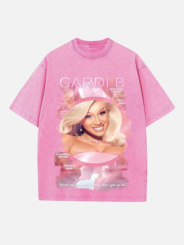 Cardi B Print Round Neck T-shirt