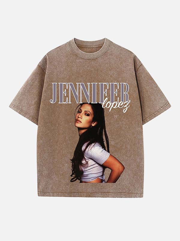 Jennifer Lopez Print Round Neck T-shirt