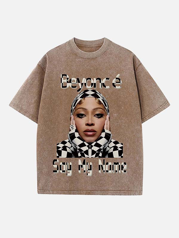 Beyoncé Print Round Neck T-shirt