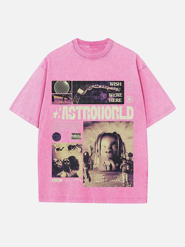 Travis Scott Print Round Neck T-shirt