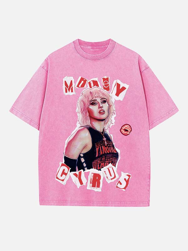 Miley Cyrus Print Round Neck T-shirt
