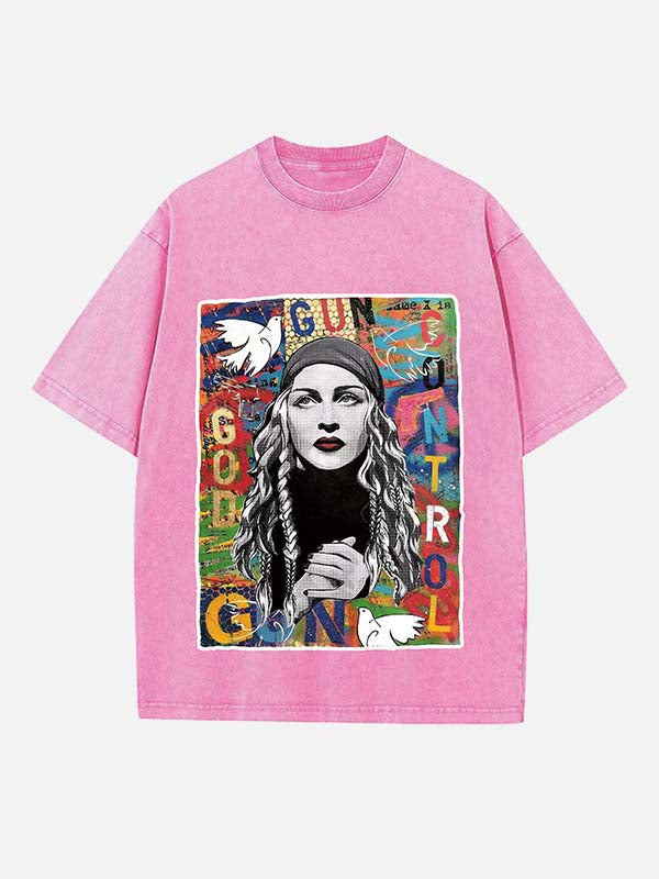Madonna Print Round Neck T-shirt