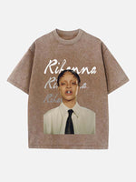 Rihanna Print Round Neck T-shirt