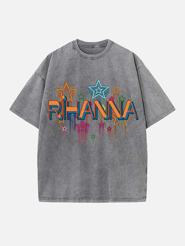 Rihanna Print Round Neck T-shirt
