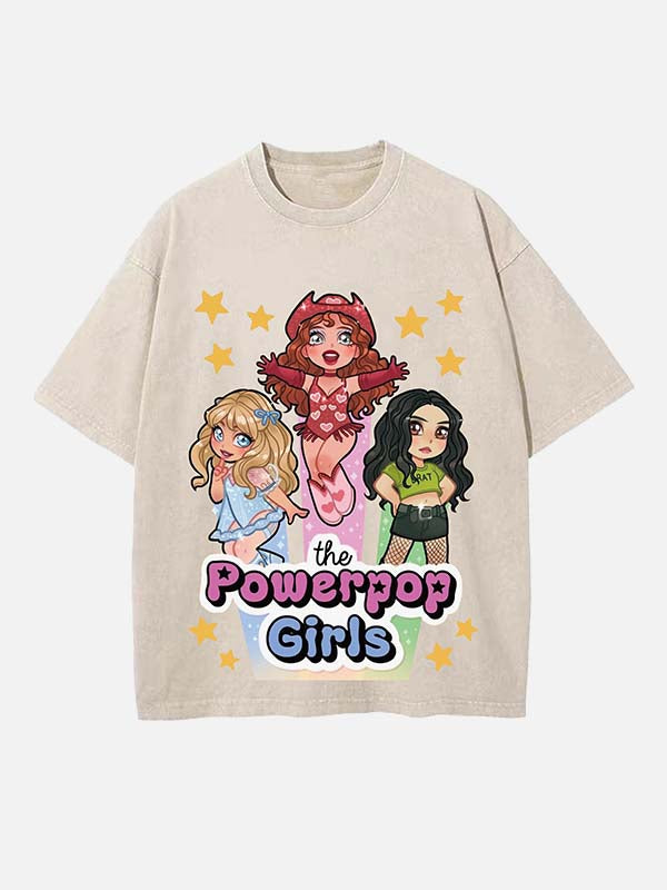 Sabrina Carpenter & Billie Eilish & Chappell Roan Print Round Neck T-shirt