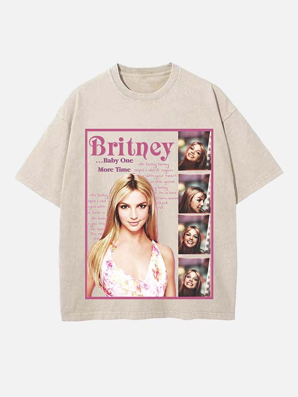 Britney Spears Print Round Neck T-shirt