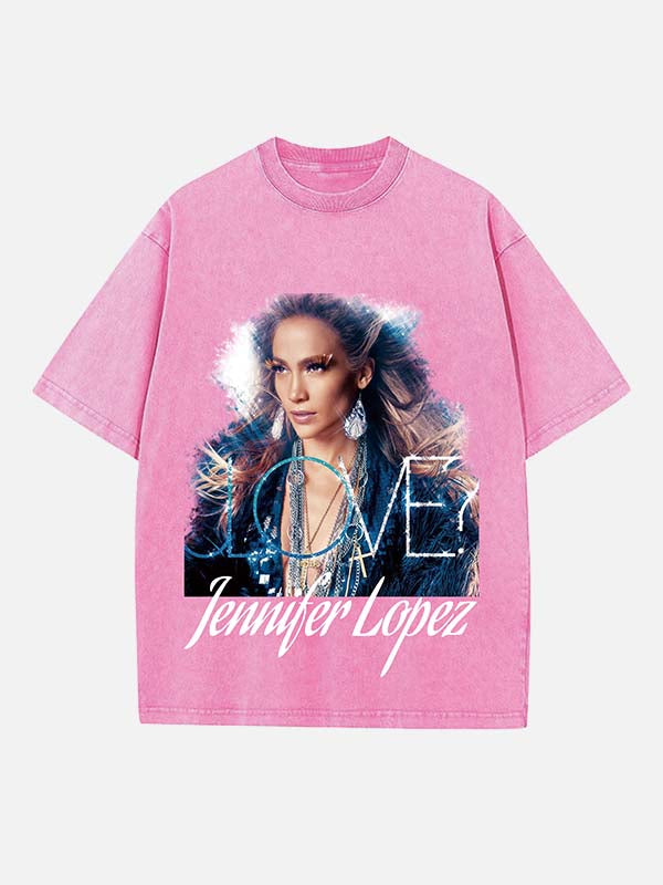 Jennifer Lopez Print Round Neck T-shirt