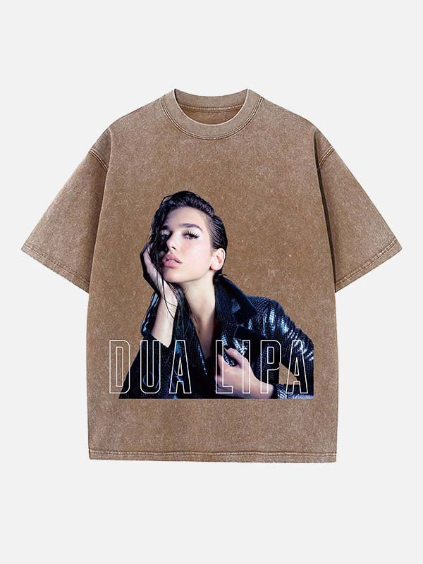 Dua Lipa Print Round Neck T-shirt