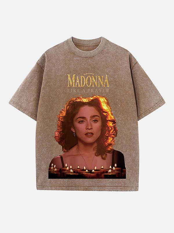 Madonna Print Round Neck T-shirt