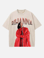 Rihanna Print Round Neck T-shirt