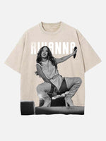 Rihanna Print Round Neck T-shirt