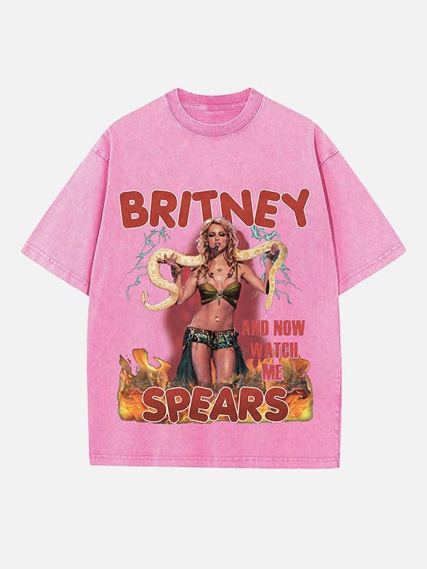 Britney Spears Print Round Neck T-shirt