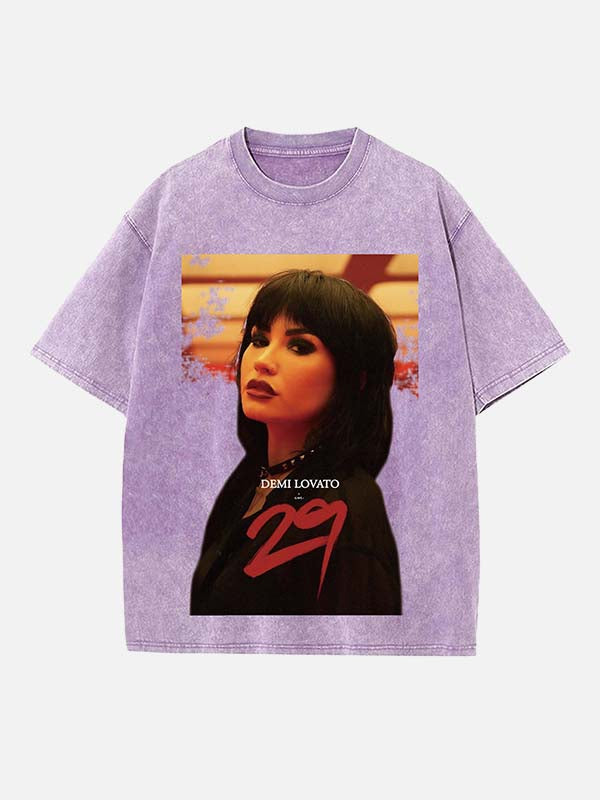 Demi Lovato Print Round Neck T-shirt