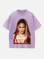 Jennifer Lopez Print Round Neck T-shirt
