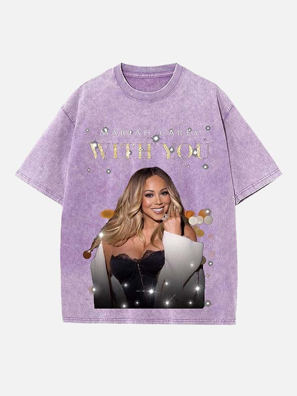 Mariah Carey Print Round Neck T-shirt
