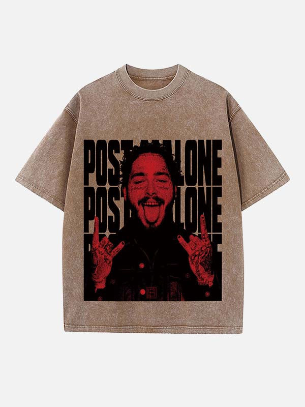 Post Malone Print Round Neck T-shirt
