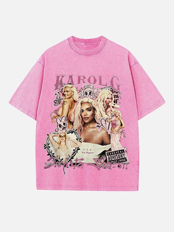 Karol G Print Round Neck T-shirt