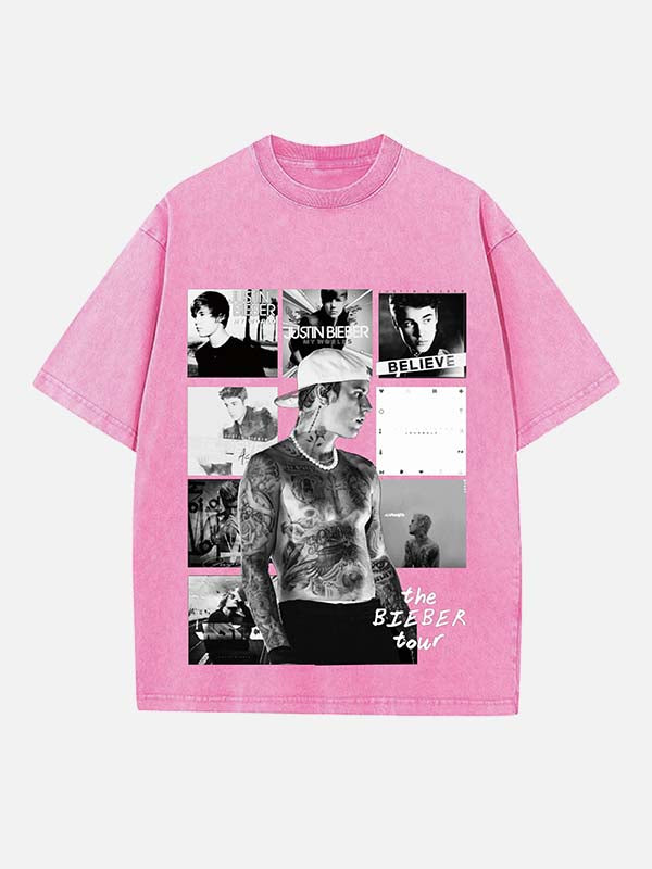 Justin Bieber Print Round Neck T-shirt