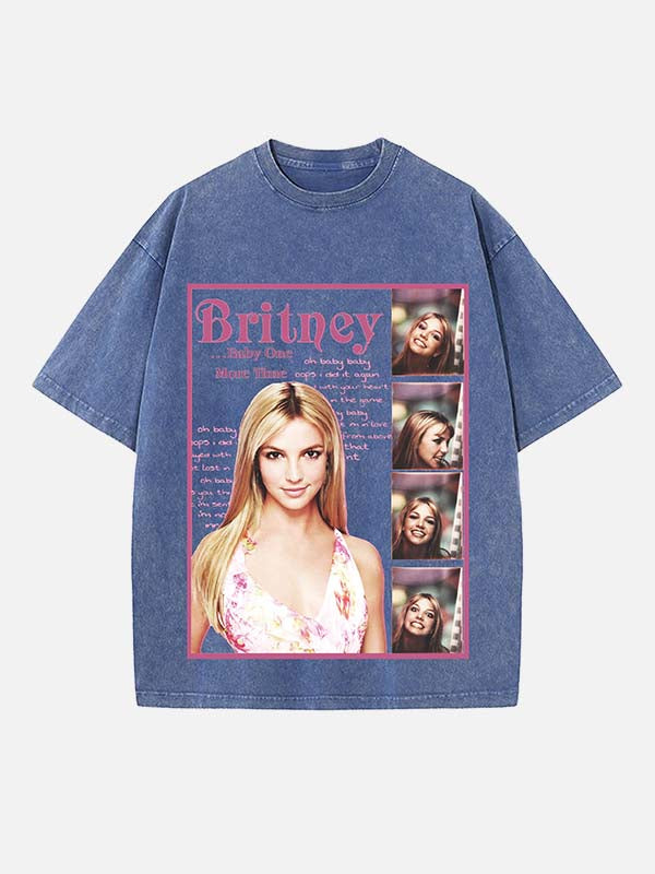 Britney Spears Print Round Neck T-shirt