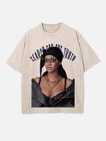 Rihanna Print Round Neck T-shirt