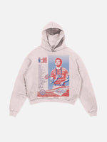 Bad Bunny Print Slant Pockets Hoodie