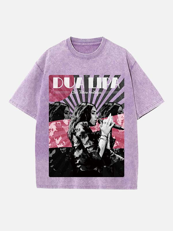 Dua Lipa Print Round Neck T-shirt