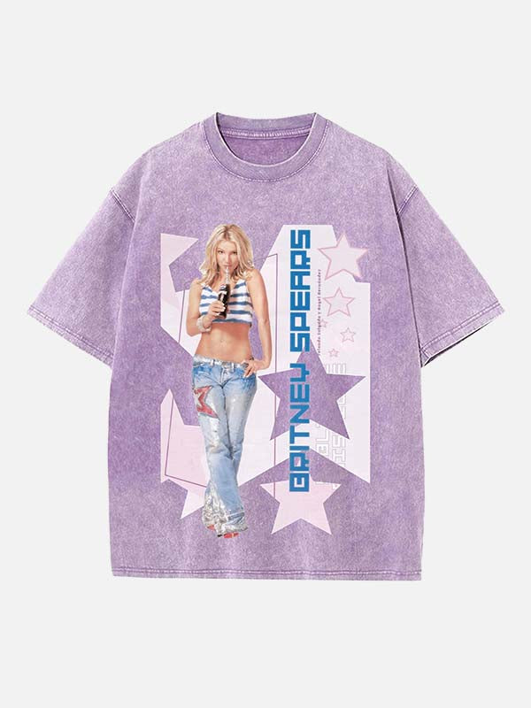 Britney Spears Print Round Neck T-shirt