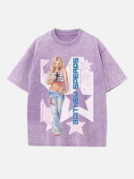 Britney Spears Print Round Neck T-shirt