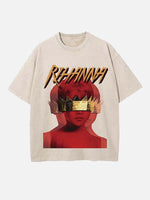 Rihanna Print Round Neck T-shirt