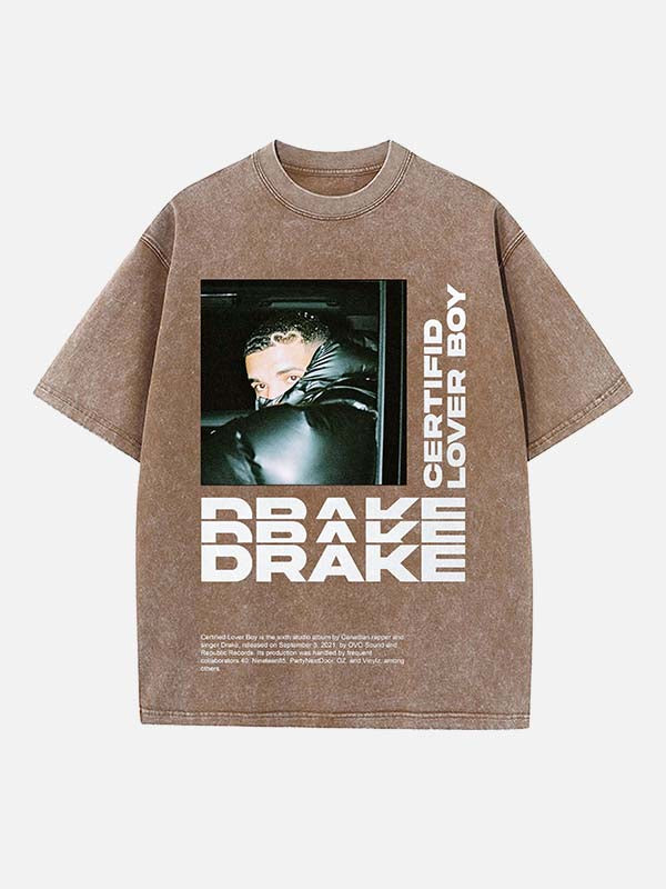 Drake Print Round Neck T-shirt