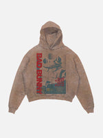 Bad Bunny Print Slant Pockets Hoodie