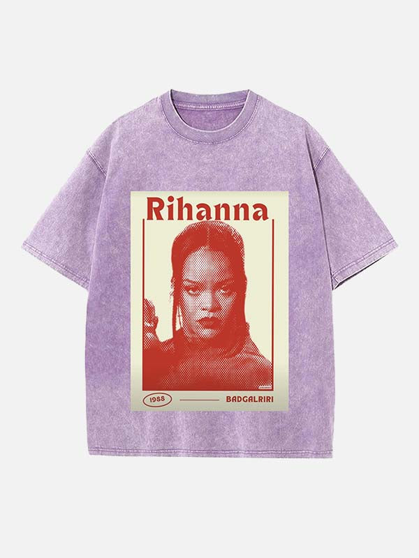Rihanna Print Round Neck T-shirt