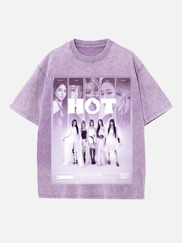 LE SSERAFIM Print Round Neck T-shirt