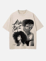 Alicia Keys Print Round Neck T-shirt