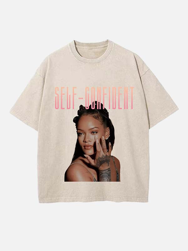 Rihanna Print Round Neck T-shirt
