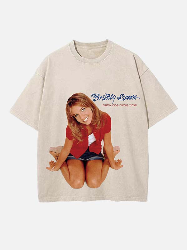 Britney Spears Print Round Neck T-shirt