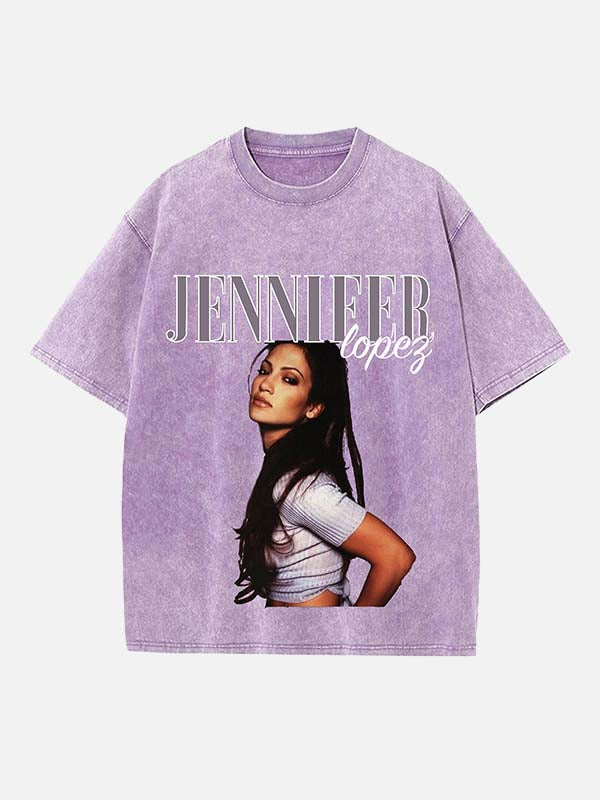 Jennifer Lopez Print Round Neck T-shirt