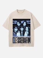 LE SSERAFIM Print Round Neck T-shirt