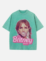 Britney Spears Print Round Neck T-shirt