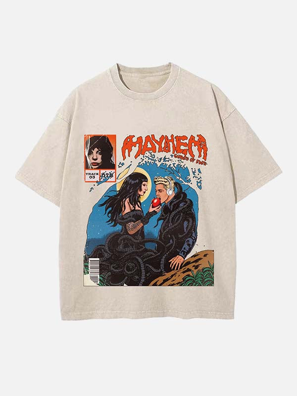 Lady Gaga Print Round Neck T-shirt