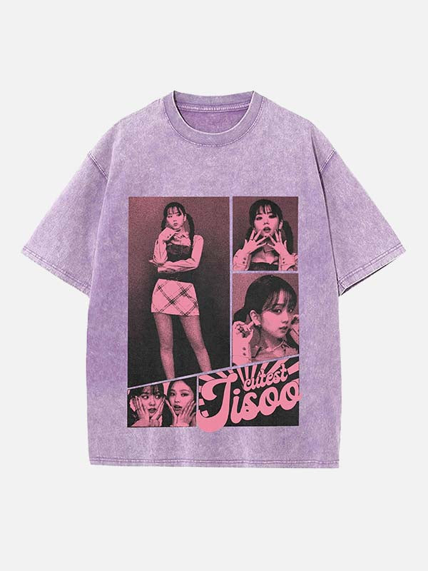 BLACKPINK Jisoo Print Round Neck T-shirt