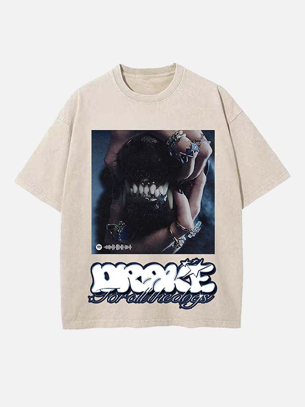 Drake Print Round Neck T-shirt