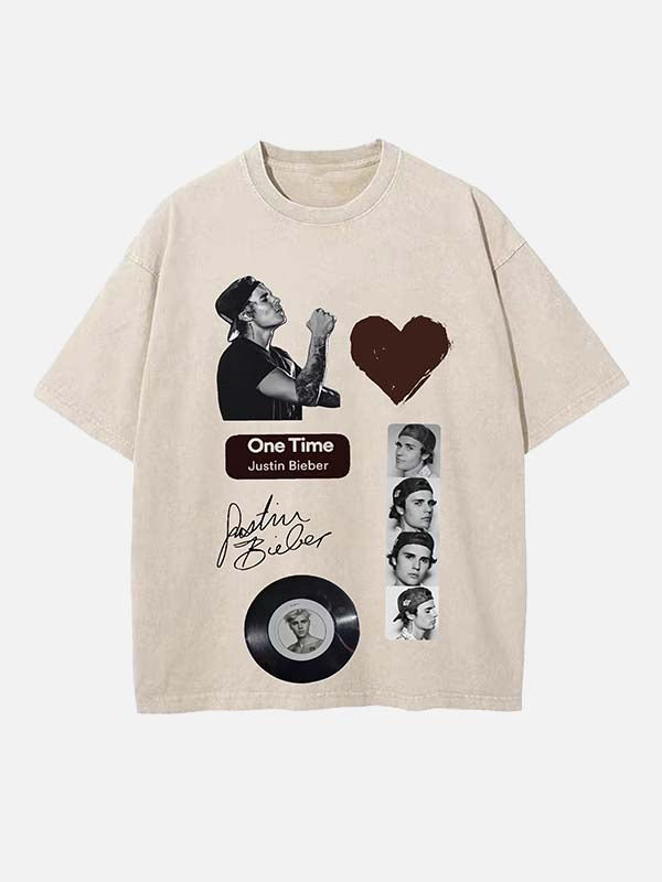 Justin Bieber Print Round Neck T-shirt