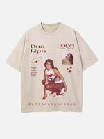Dua Lipa Print Round Neck T-shirt